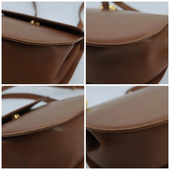 Salvatore Ferragamo Shoulder Bag Leather Gold Brown Auth 100786 - Picture 14 of 16